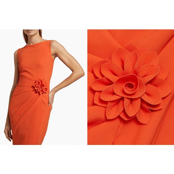 Chiara Boni La Petite Robe Glenaly Floral-Appliquéd Jersey Gown In Tangerine Siz - Picture 3 of 10